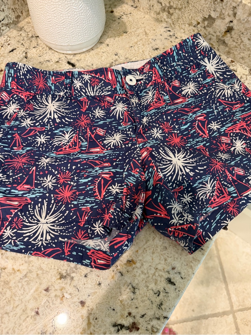 Lilly Pulitzer ‘Sparks Fly’ Navy Sailboats & Fireworks Print Shorts